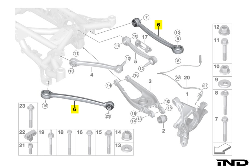 Fall-Line Motorsports G8X/F8X Rear Lower Tension Arm & Fixed Toe Arm Set — view 4 of 8