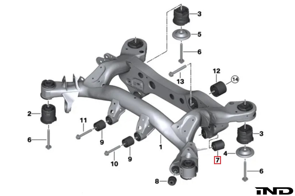 Fall-Line Motorsports Rear Lower Control Arm Cup Subframe Bearing Set (G8x/F8x/E9x/E82) — view 8 of 8